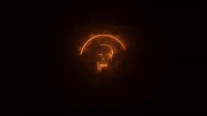 skeleton symbol with fire effect green screen background