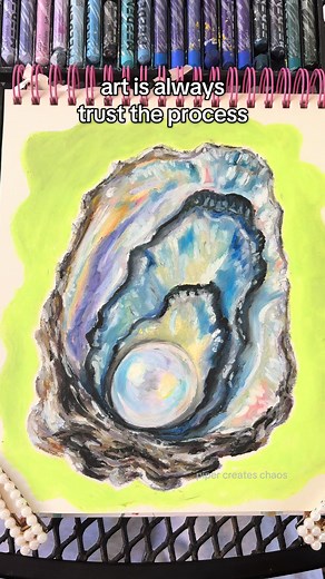 How to Draw a Pearl Oyster with Oil Pastels | Art Process