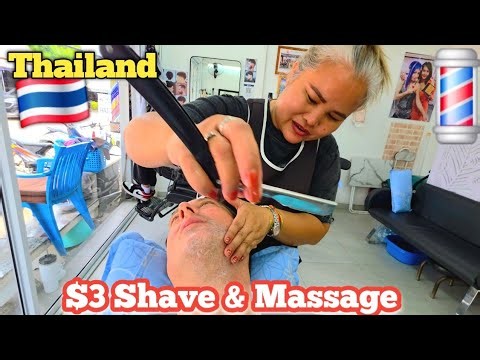 💈Only $3 For The Works! 🤯 Thai Barber Shave w/ Surprise Thai Massage. Jomtien Beach, Thailand 🇹🇭