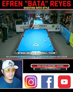 41 reactions | EFREN "BATA" REYES SHOOTING WITH STYLE #ryanarizala #efrenreyes #pool #billiards | Ryan Dave Mangubat Arizala | Facebook