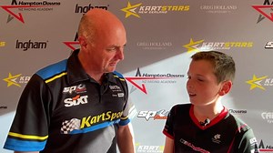 Defending champion Zach Tucker takes pole position for the Vortex Mini Rok heat races. | KartSport New Zealand