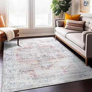 Rugshop Bohemian Distressed Stain Resistant Flat Weave Eco Friendly Premium Recycled Machine Washable Area Rug 3'3"x5' Rust