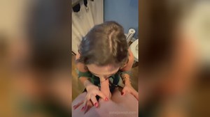 A sexy bridesmaid gets creampied in a toilet