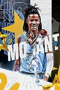 SEOLLX Ja Morant Poster, Memphis Grizzlies Basketball Posters, 16'' x 24'' Art Print, Star Canvas Prints, Aesthetic Cool for Teen Boys Guys Men Room Dorm Bedroom Wall Decor by-No Frame, Black