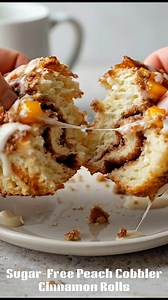 8K views · 118 reactions | Sugar-Free Peach Cobbler Cinnamon Rolls ...