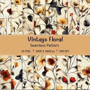 Vintage Beige Floral Pattern | Seamless Autumn Botanical Paper (digital Download) - Etsy Canada