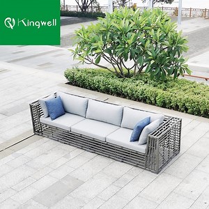 [Hot Item] Waterproof Resin Wicker Big Couch 3 Seater Lounge Sofa Set Outdoor Furniture