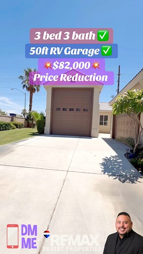 Check out this beautiful home with a 50 foot RV garage in the City Of Indio. DM for more info at Francisco Jilote 760-574-6443 with RE/MAX Desert Properties DRE #01980528. #TeamJilote #HomeBuying #homeselling #homeownership #indio ￼ | Francisco Jilote