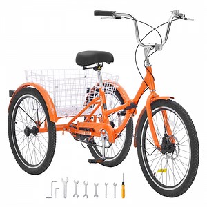 SKYSHALO Folding Unisex Adult Tricycle, Aluminum Alloy Orange