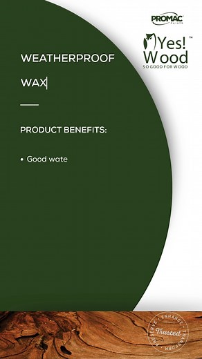 Seal in protection. Bring out the beauty. Promac Yes Wood Weatherproof Wax nourishes and shields your timber with lasting water resistance. Easy to apply, quick to maintain — trusted to keep every wooden surface looking strong and refined. #Promac #YesWood #WeatherproofWax #WoodProtection #PromacFinishes #TrustedByProfessionals #Namibia | Promac Paints Namibia