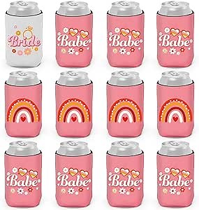 Groovy Bachelorette Party Can Sleeves 12 PCS Beverage Sleeves Retro Boho Bridal Shower Party Supplies Bride Babe 60s 70s Hippie Party Decoration