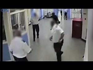 Footage from inside HMP Full Sutton Prison. Inmate goes off his head and takes on prison officers.