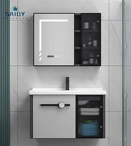 [Hot Item] Wall Cabinet Design Slate Countertop Vanity Washbasin Bathroom Cabinet, Aluminum Modern Waterproof Hotel Wall Mounted Triangle