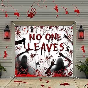 Halloween Garage Door Cover - 7 x 8 Ft Scary Party Decorations | Haunted Banner for Fright Nights, Spooky Decor, Perfect for Parties and Great Gift Idea