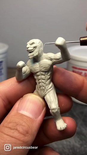 I’ve moved on to sculpting the Titans for my Attack on Titan custom figure. #sculpting #attackontitan #aot #erenyeager #titan #designertoys #vinyltoys #toyart #instaart #instaartist #art #miniatures #painting #diycrafts | Jared Circusbear