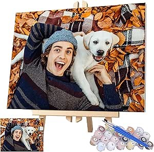 Custom Paint by Numbers for Adults, DIY Canvas Paint by Numbers for Beginners, Personalized Customized Oil Painting Kits, Make Your Photo, Colorful Set Gift For Family, Friends, Pets Home Decoration
