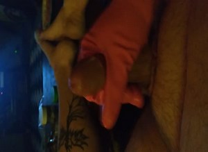 Jerking off with a dish glove