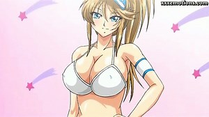 Anime with huge tits rubbing a cock