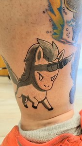 Unstable Unicorn! #nofilter #drroachzilla #roachzilla #sacredalchemytattoo #sacredalchemy #appletontattooer #tattoo #colortattoos #colortattoo #unicorntattoo #unicorn #unstableunicorns #unstableunicornstattoo | Roach Zilla
