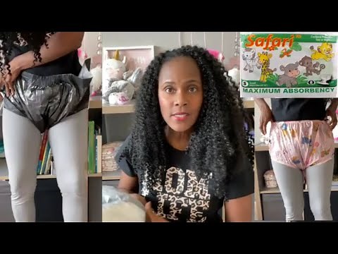 Trying PLASTIC PANTS With 3 Different Brands Of ADULT DIAPERS Megamax, Rearz Safari, Nursery Print