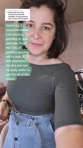 My two recommendations for sanding spindles... . Follow along to see DIY and home reno progress! . . . . . . . . #diyhome #diy #diyhomedecor #diyprojects #diyproject #diydecor #diyvideo #easydiy #diyhomeprojects #instadiy #diyer #diyfun #paintingtips #projectoftheday #doityourself #diyinspiration #diytutorial #homediy #glosspaint #diyblogger #homerenovation #renovation #homedesign #womenwhodiy #beginnerdiy #paintinghacks #diytipsandtricks #homediyhacks #girlswhousepowertools #femalediyers | DIY 