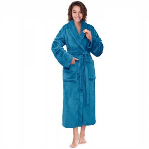 PAVILIA Teal Blue Women Robe Fleece Plush Soft, Fluffy Fuzzy Cozy Warm Lightweight Bathrobe, Shower Spa House Long Robe for Women, 2XL/3XL