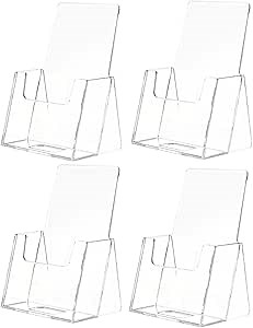 Marketing Holders 4 Pack Business Card Holder Desk Display for 2" x 3.5" Vertical Contact Cards at Wedding and Event Planning Businesses Lightweight Clear Acrylic Take A Card Display