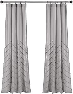 Lush Decor Light-Gray Chenille Chevron Window Curtain Panel Pair (84" x 40")