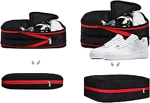 Compression Packing Cubes for Suitcases and Backpacks, Double Sided Clean Dirty Separate Large Capacity Cube Organizer for Travel (Black 2-Piece (9L+15L))