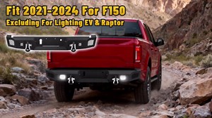 MONOKING Full-Width Front Bumper for 2015 2016 2017 F150 (Excl. Raptor), Heavy Duty Carbon Steel Bumper with Winch Mount, 4 x 48W LED Lights & D-Rings, Sensor Holes