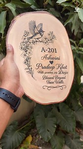 1.5K views | Rustic Natural Wooden Nameplate With Wood Bark | Engraved Natural Wood Signs For Your Home | Woodgeek Store India | Facebook