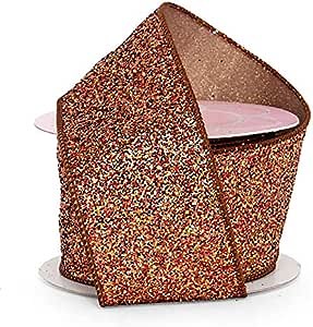 2 1/2 X 10 Yards Copper Sparkles Wired Ribbon