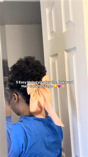 5 easy short awkward/medium hairstyles 🤭🎀💅🏾 #blackgirlhairstyles #strinkage #shorthair