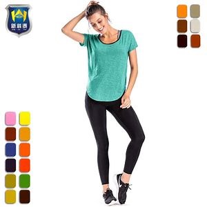 [Hot Item] Loose Fit Yoga Shirts Mesh Open Back Women Active Sports Running Clothing
