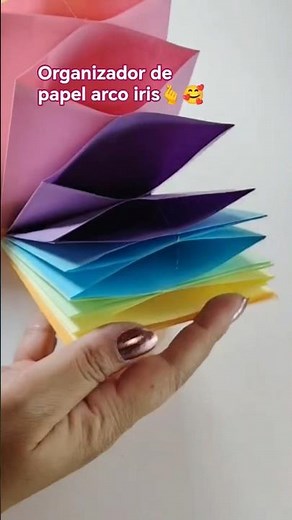 Organizador acordeón de papel arcoiris🌈 🤩💖 #manualidadescreativas #papeles #organizador # karlupi