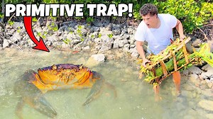 Forget store-bought gear - this guy caught crabs with a homemade palm frond trap