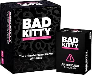 Bad Kitty Adult Party Game + After Dark Expansion Set - Ultimate Meme Game with Cats - Exploding for White Elephant Parties, Stocking Stuffers + Board Games Night with Friends