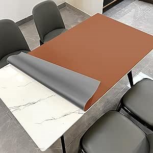Leather Table Cover,1.8mm Thick,40x60 Inch Table Protector,Table Protector for Dining Room Table,Dining Table Cover,Table Cover Protector,Dining Table Pads(Brown+Gray,40x60)