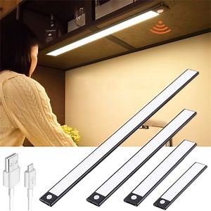 [Hot Item] USB Wardrobe Kitchen Magnetic Lighting Rechargeable Battery Closet Lamp Dimming Motion Sensor Night LED Under Cabinet Light