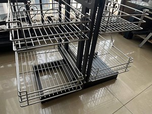 [Hot Item] Soft Close Stainless Steel Drawer Pull out Kitchen Cabinet Magic Corner Basket Cy12-800-X
