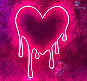Dripping Heart Neon Sign, Neon Heart Sign, Melting Heart Neon Sign, Neon Sign Heart, Heart Neon Sign, Heart Led Light Sign, Bleeding Heart (Pink 18x24'')