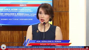 37 reactions · 6 comments | WATCH: Bataan Rep. Geraldine Roman, chair of the House Committee on Women and Gender Equality, calls for stricter penalties on public officials violating the Safe Spaces Act on Tuesday (Dec. 3, 2024). | Filane Cervantes; ️: Clip from HRep livestream | Philippine News Agency | Facebook