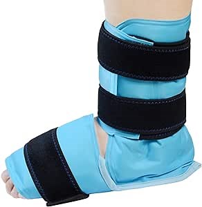 Ankle Foot Ice Pack Wrap for Injuries Resuable Gel Hot Cold Pack Compression Brace for Feet Pain Relief, Plantar Fasciitis and Achilles Tendonitis