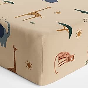 Premium Baby Fitted Crib Sheet - Pack of 1 for Standard Crib and Toddler Mattress Bedding, 100% Soft Organic Cotton, 28" x 52" Standard Size - Baby Crib Sheets for Boy and Girl, Breathable & Stretchy