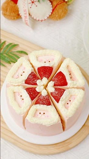 🎅🍰Pink Santa Claus Strawberry Cake for Christmas#christmas #strawberrycake #christmascake