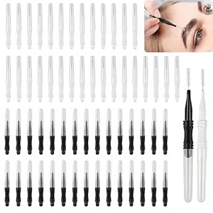 60 Pcs Micro Eyebrow Brush Kit - 2 Size Eyebrow Lamination & Spoolie Brushes for Eyelash Lift Extensions