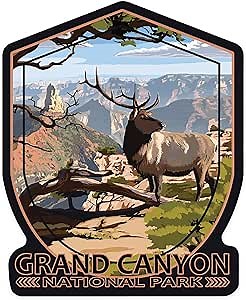 Die Cut Sticker Grand Canyon National Park, Arizona, Elk, Vinyl Sticker, (Waterproof Decal for Cars, Water Bottles, Laptops, Coolers), Large