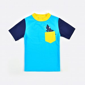[Hot Item] Boys Short Sleeve Rush Guard Swim Shirt Upf 50  Sun Protection Kids Swimwear Surf Tops