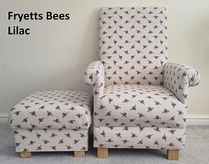 Fryetts Bees Fabric Adult Chair & Footstool Armchair Honey Bumble Natural Duck Egg Accent Nursery Bedroom Statement Small Green Nursing - Etsy