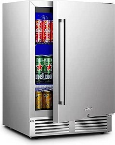 BODEGA 24 Inch Beverage Fridge under Counter, Outdoor Coolers for Patio and Deck Weatherproof, Stainless Steel Beverage Refrigerator for Beer, Soda, Holds 180 Cans